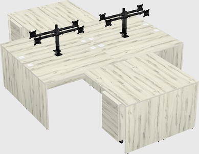 Quad l-shaped office desks