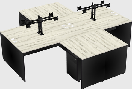 Quad l-shaped office desks