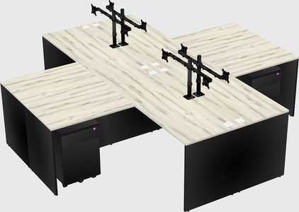 Quad l-shaped office desks