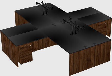 Quad l-shaped office desks