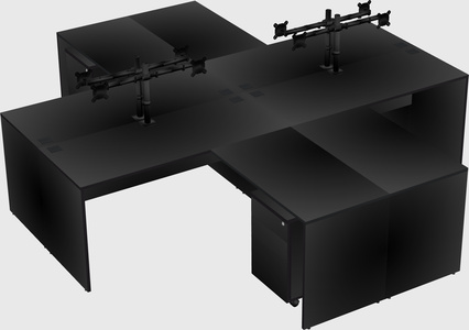 Quad l-shaped office desks