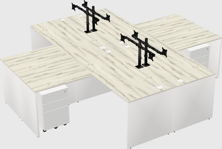 Quad l-shaped office desks