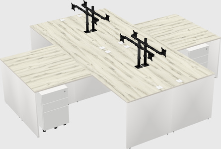 Quad l-shaped office desks