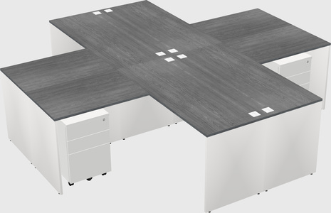 Quad l-shaped office desks
