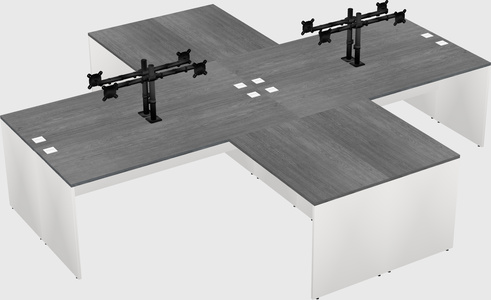 Bureaux de bureau quadruples en forme de l