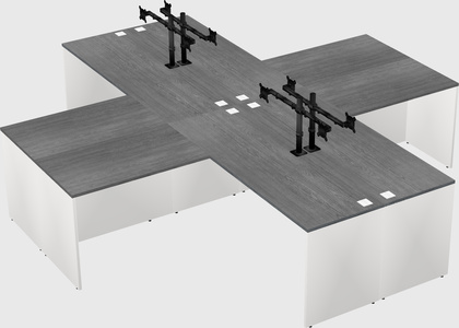 Bureaux de bureau quadruples en forme de l