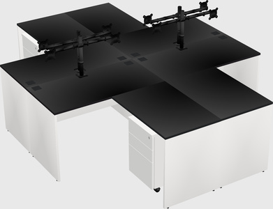 Quad l-shaped office desks