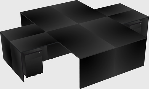 Quad l-shaped office desks