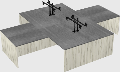 Quad l-shaped office desks