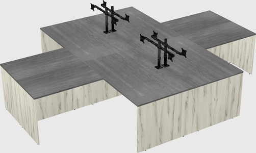 Quad l-shaped office desks