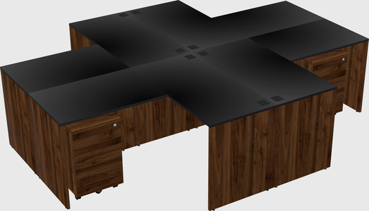 Quad l-shaped office desks