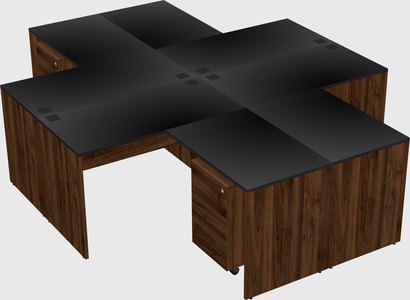Quad l-shaped office desks