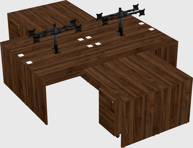Quad l-shaped office desks