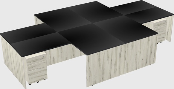 Quad l-shaped office desks