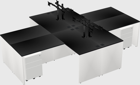 Quad l-shaped office desks