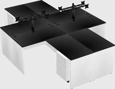 Quad l-shaped office desks