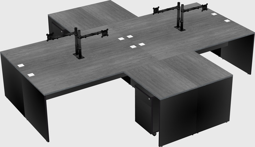 Quad l-shaped office desks