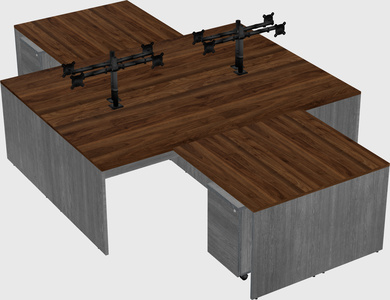 Quad l-shaped office desks