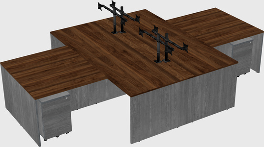 Quad l-shaped office desks