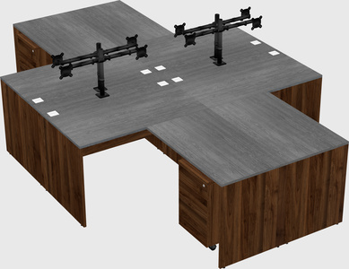 Quad l-shaped office desks