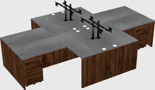 Quad l-shaped office desks