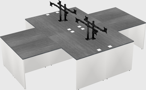 Quad l-shaped office desks