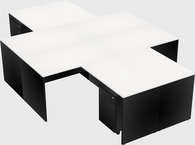 Quad l-shaped office desks