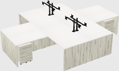 Quad l-shaped office desks