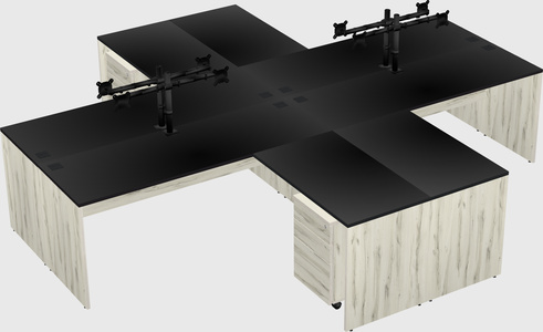 Quad l-shaped office desks