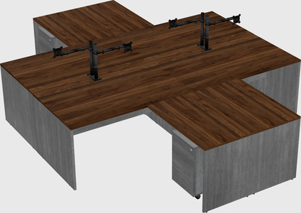 Quad l-shaped office desks