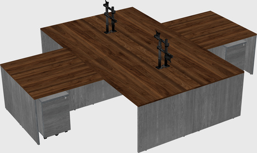 Quad l-shaped office desks