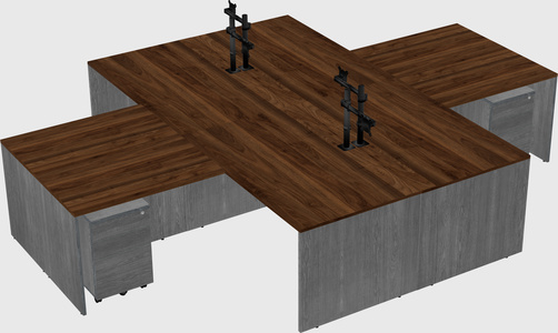 Quad l-shaped office desks