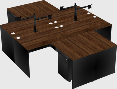 Quad l-shaped office desks