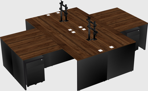 Quad l-shaped office desks