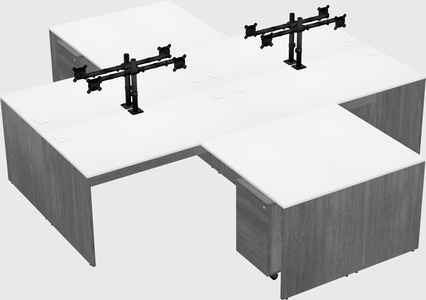 Quad l-shaped office desks