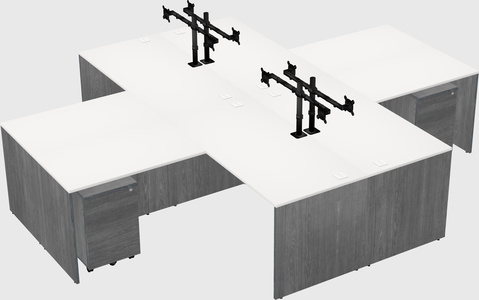 Quad l-shaped office desks