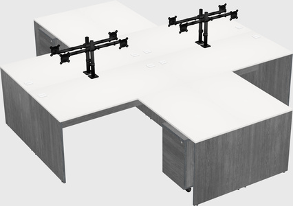 Quad l-shaped office desks
