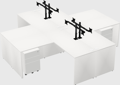 Quad l-shaped office desks
