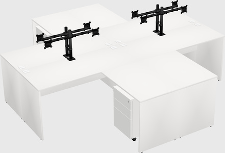 Quad l-shaped office desks