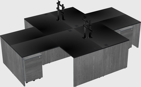 Quad l-shaped office desks