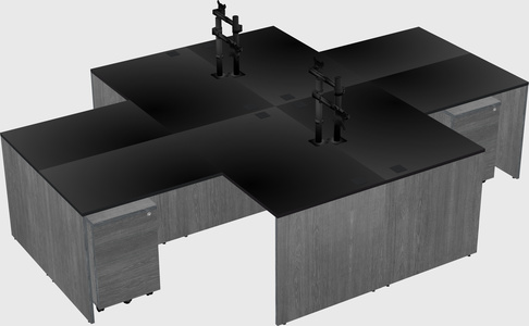 Quad l-shaped office desks