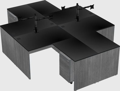 Quad l-shaped office desks