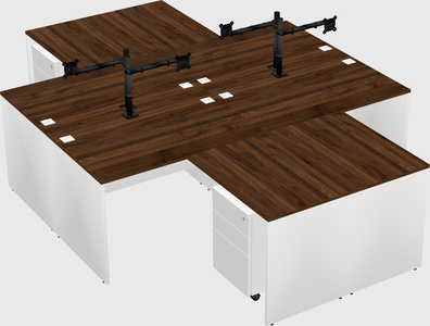 Quad l-shaped office desks