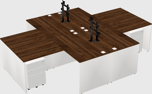 Quad l-shaped office desks
