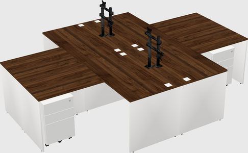 Quad l-shaped office desks