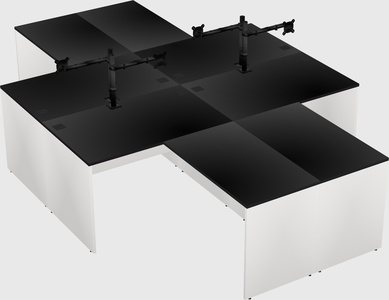 Quad l-shaped office desks
