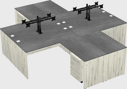 Quad l-shaped office desks