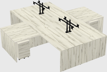 Quad l-shaped office desks
