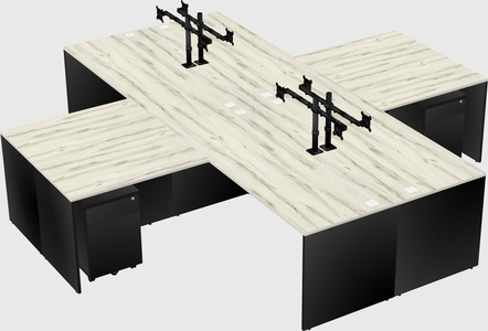 Bureaux de bureau quadruples en forme de l