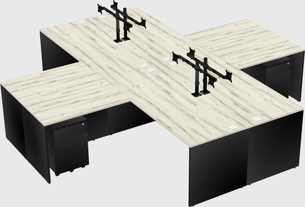 Bureaux de bureau quadruples en forme de l